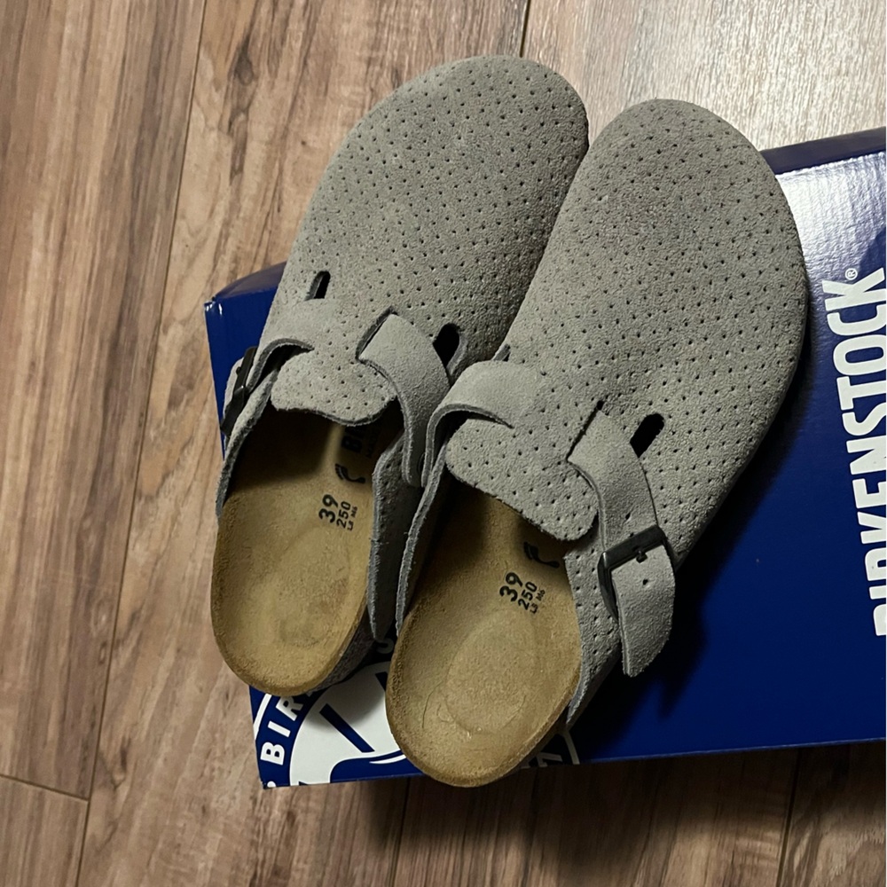 🩶Birkenstock Boston Suede Gray Clogs New in Box W 39🩶LUSH soft suede